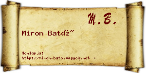 Miron Bató névjegykártya